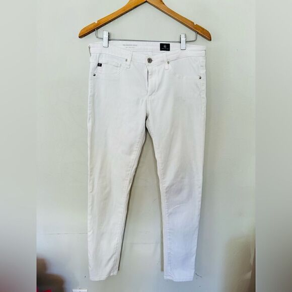 AG Adriano Goldschmied Jeans 29R White Denim Stilt Cigarette Crop Stretch - Picture 1 of 6